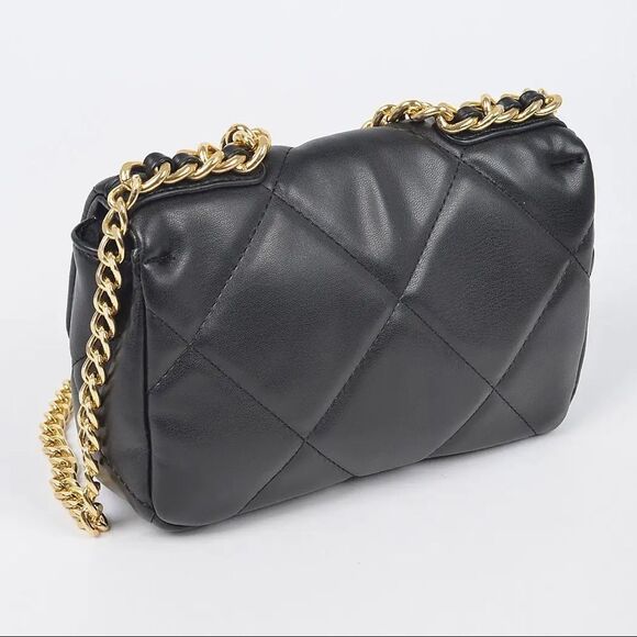 Black Quilted Medium Flap Shoulder Chain Bag - Picture 2 of 6